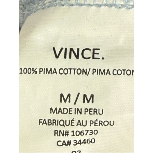 B33 Vince light blue 100% cotton v neck T-shirt Women top size medium - Picture 4 of 7